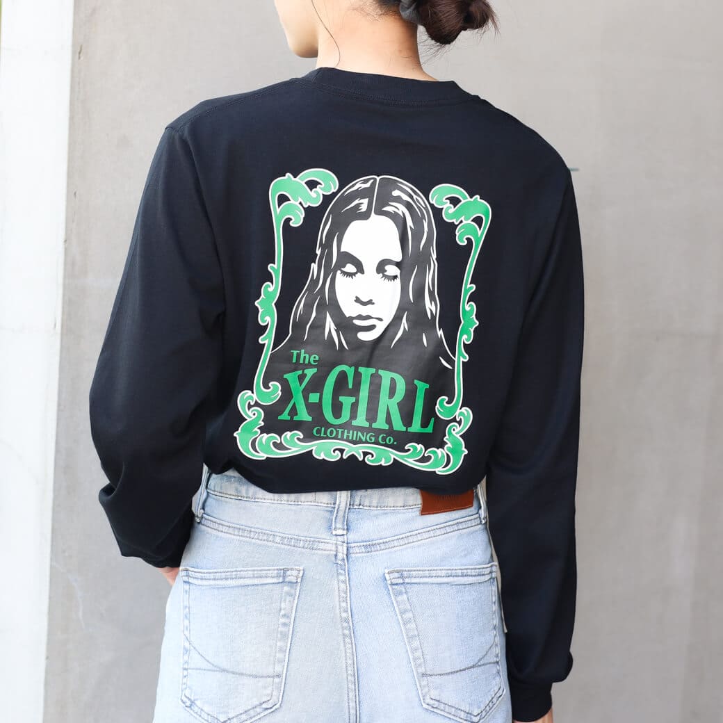 X-girl エックスガール オーナメント フェイス ロングスリーブ Tシャツ