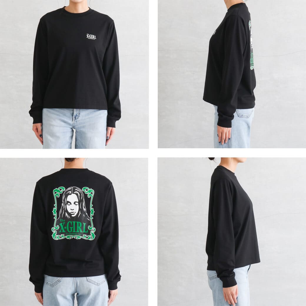 X-girl エックスガール オーナメント フェイス ロングスリーブ T