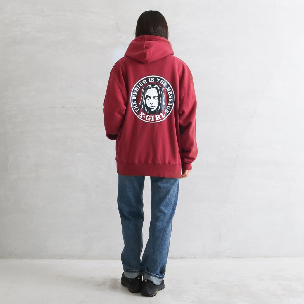 X-girl エックスガール サークル ロゴ アンド フェイス ジップ アップ