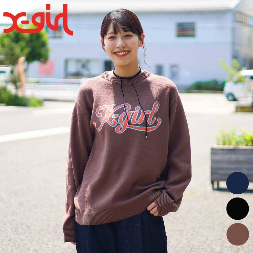 新品・タグ付き ザラ×メゾンスペシャル ジャガードニット ピンク L〜XL X-girl エックスガール レタリング ロゴ ジャガード ニット