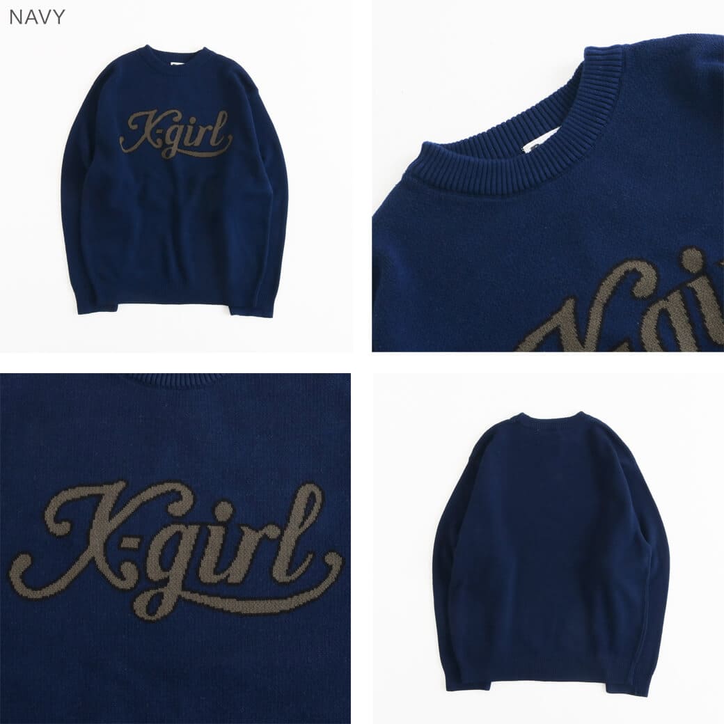 X-girl エックスガール レタリング ロゴ ジャガード ニット