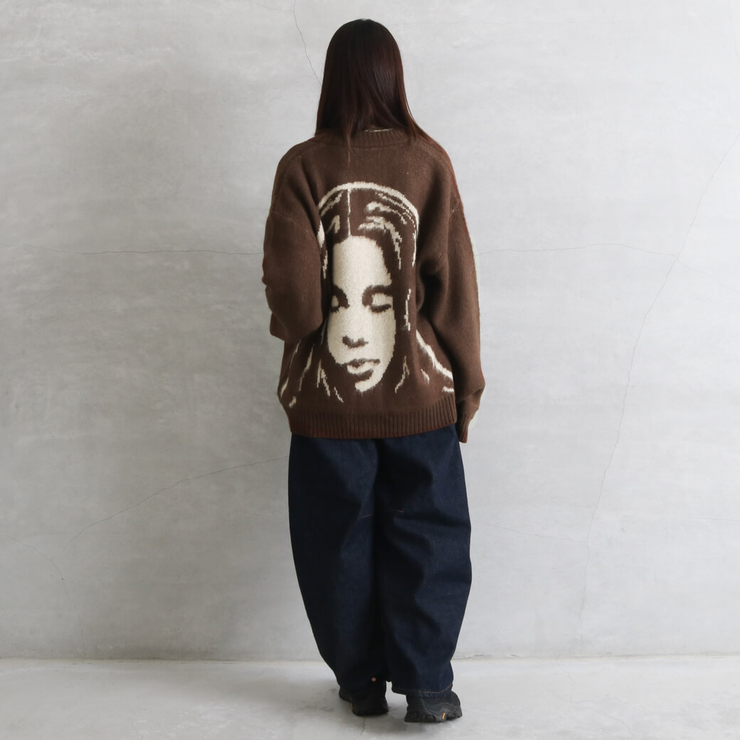 X-girl エックスガール フェイス ジャガードニットカーディガン｜BORN