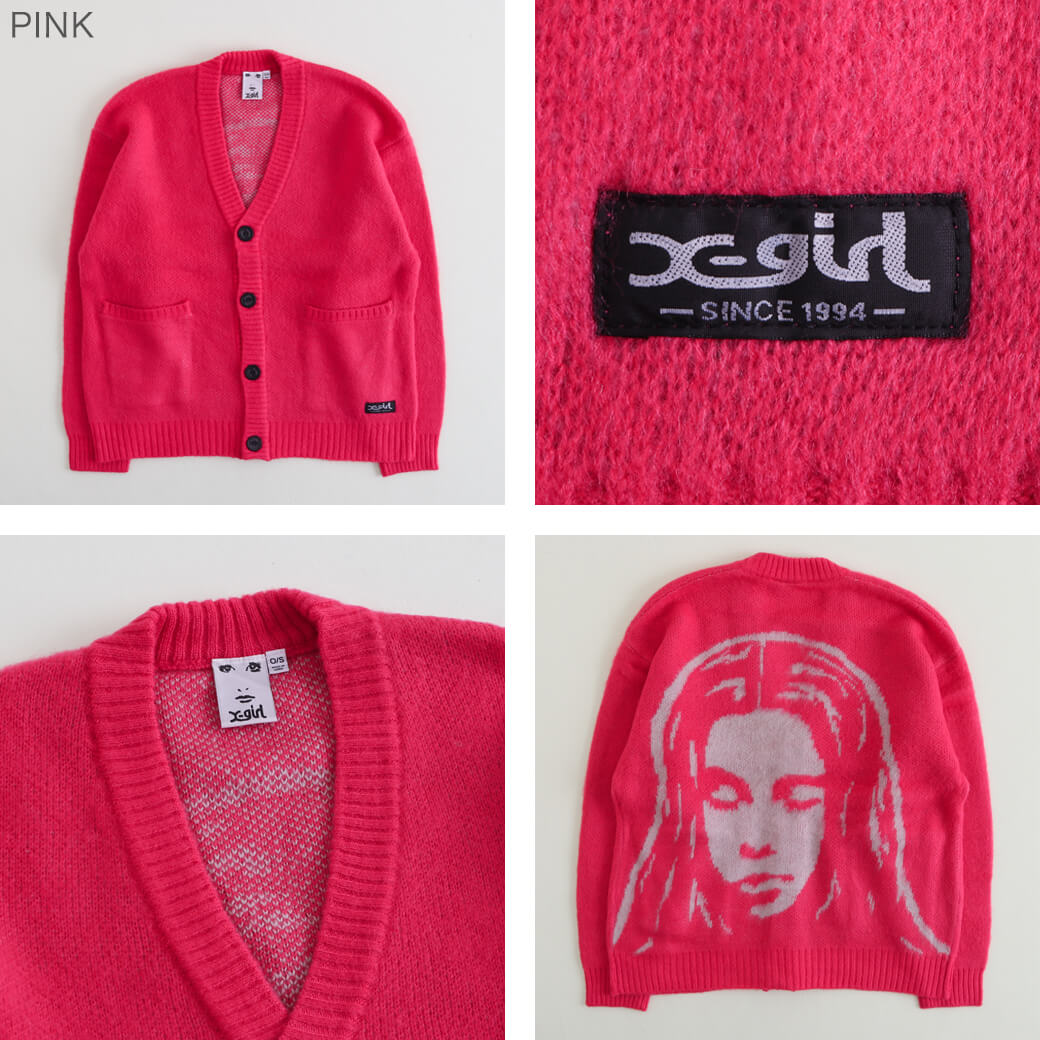 X-girl エックスガール フェイス ジャガードニットカーディガン｜BORN