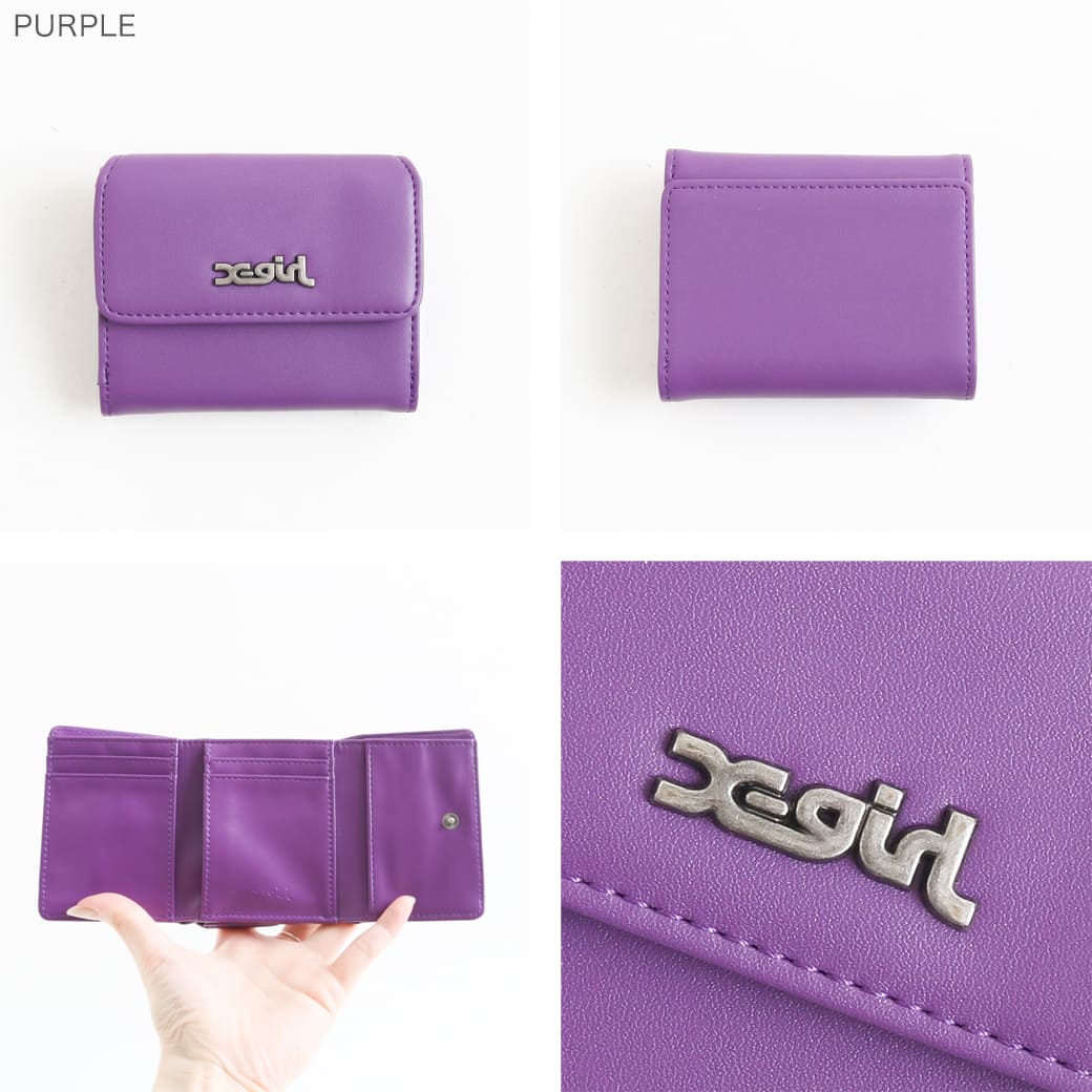 X-girl エックスガール ミルズ ロゴ フェイク レザー ミニ ウォレット