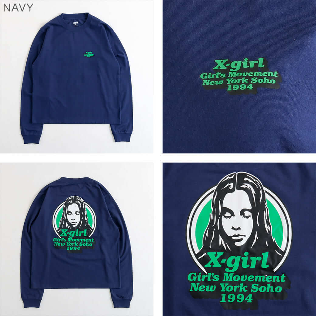 FACT GIRL ロングスリーブ X-girl エックスガール メッセ―ジアンドフェイスサークルロゴロング