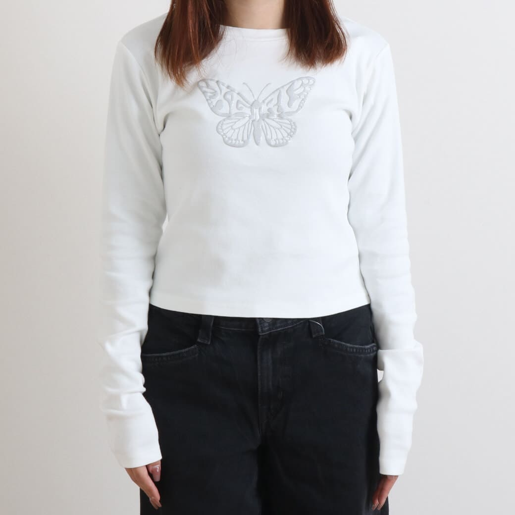 X-girl エックスガール バタフライフォームプリント ロングスリーブ