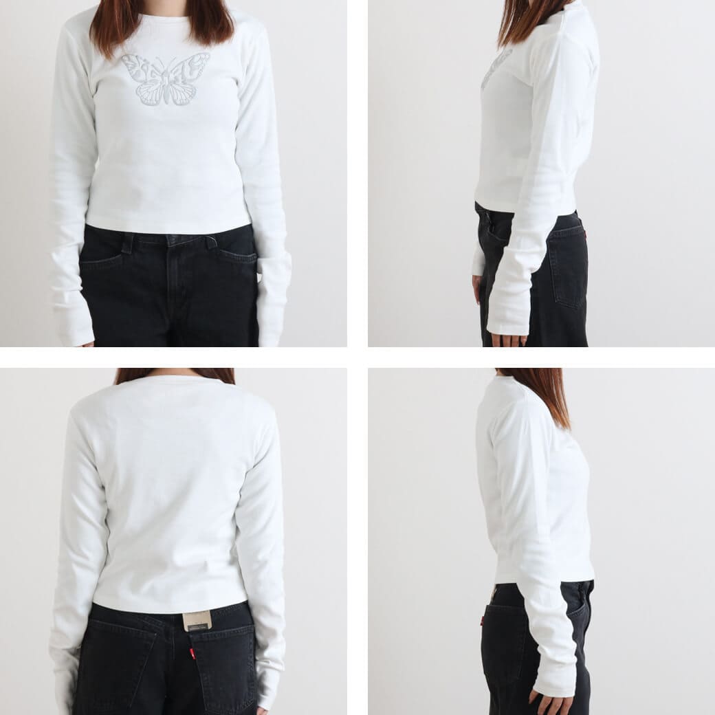 X-girl エックスガール バタフライフォームプリント ロングスリーブ