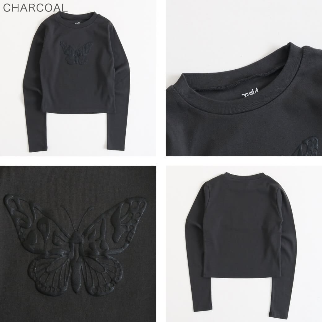 X-girl エックスガール バタフライフォームプリント ロングスリーブ