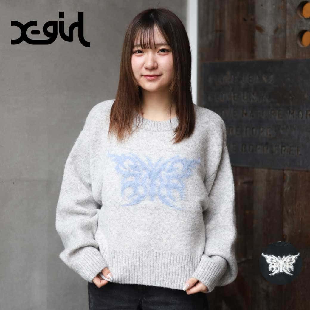 X-girl エックスガール トライバルバタフライニットトップ｜BORN FREE