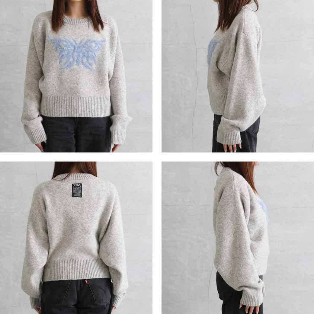 X-girl エックスガール トライバルバタフライニットトップ｜BORN FREE