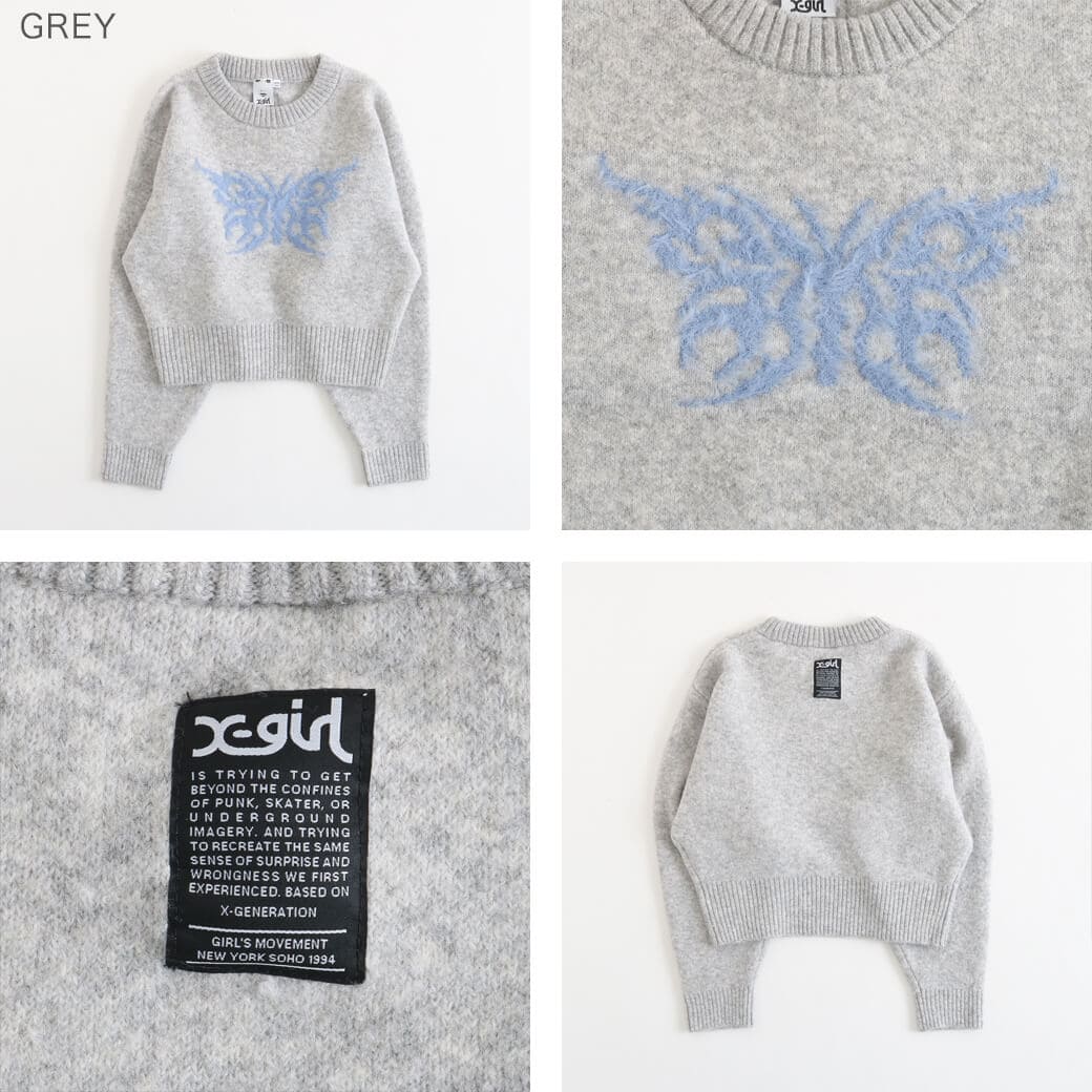 X-girl エックスガール トライバルバタフライニットトップ｜BORN FREE