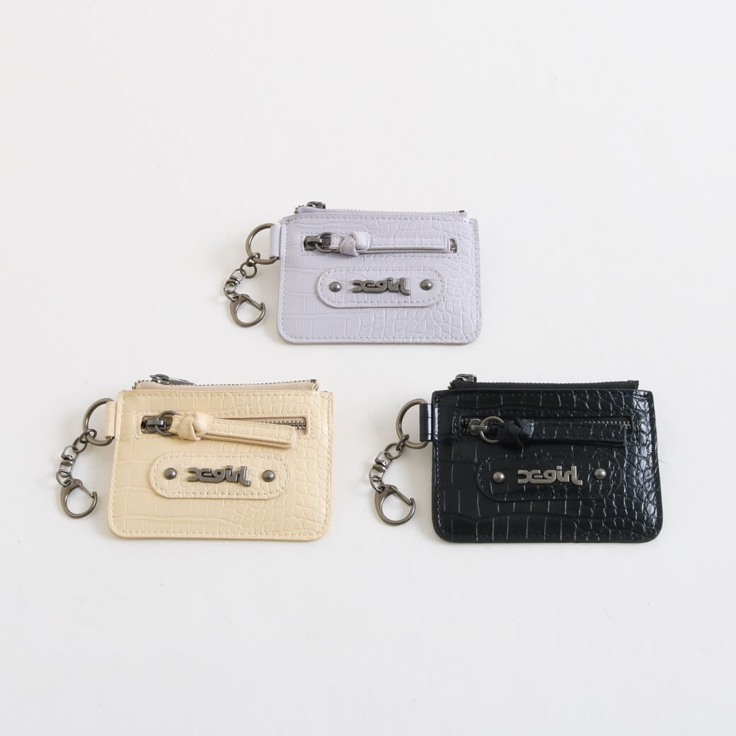 X-girl エックスガール ミルズ ロゴ フォウ クロコ カード ケース