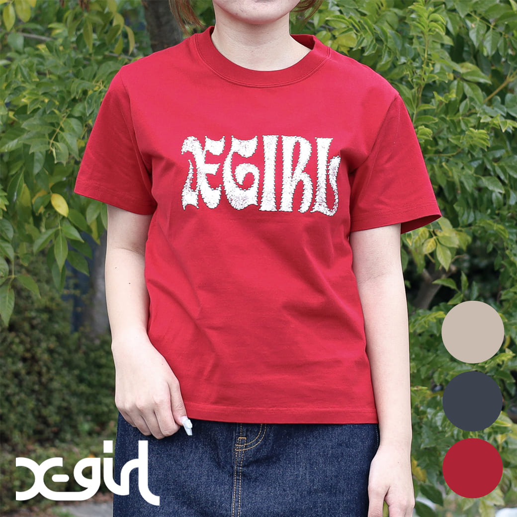 X-girl エックスガール スタディドロゴショートスリーブTシャツ｜BORN