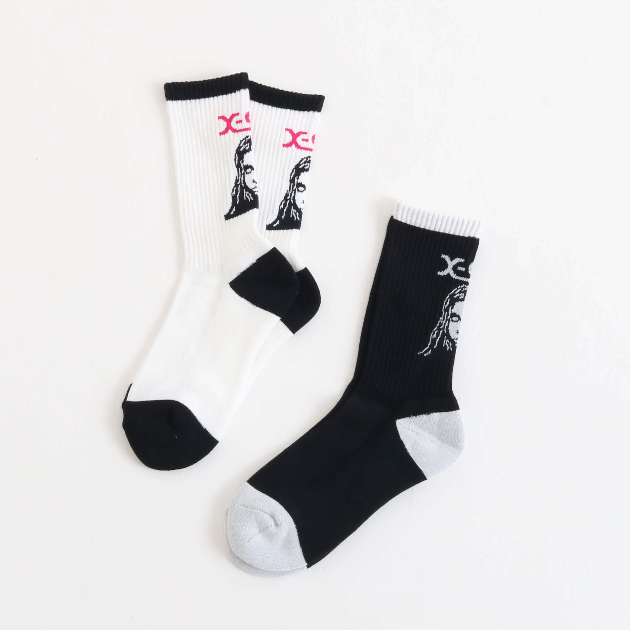 X-girl エックスガール フェイスジャガード リブドソックス｜BORN FREE