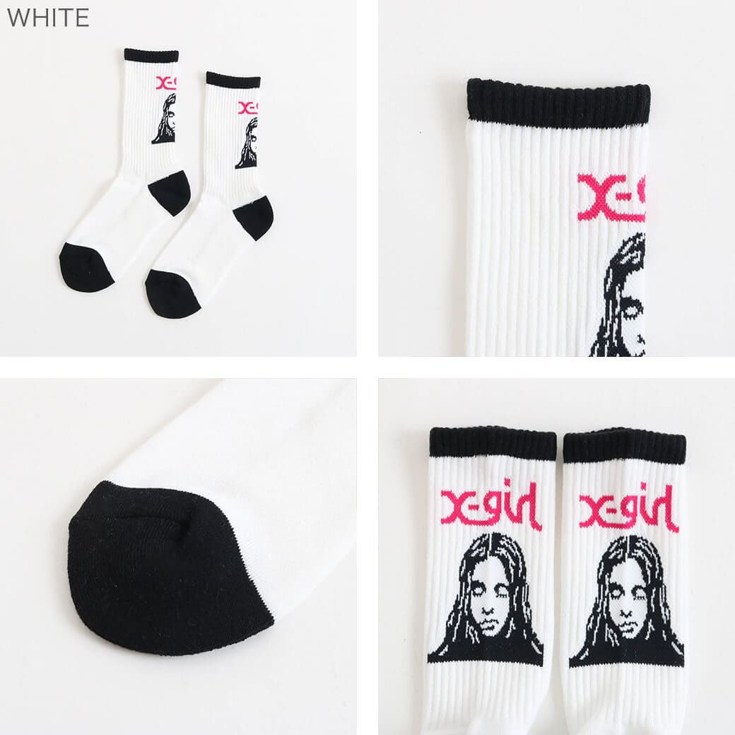 X-girl エックスガール フェイスジャガード リブドソックス｜BORN FREE